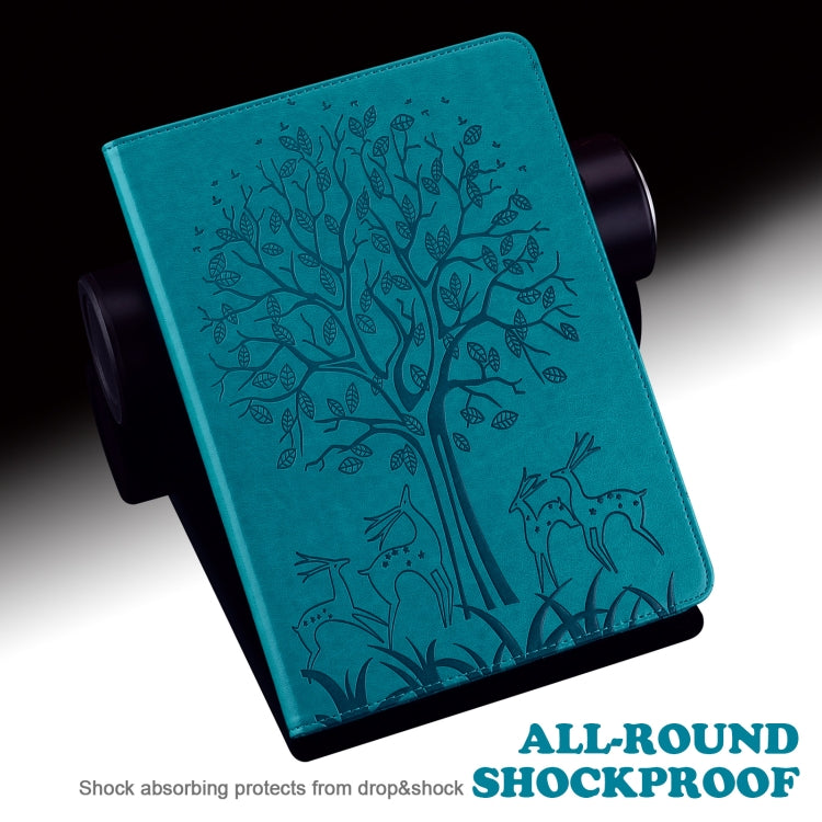 For Honor Pad X9 Tree & Deer Embossed Leather Tablet Case(Blue)