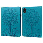 For Honor Pad X9 Tree & Deer Embossed Leather Tablet Case(Blue)
