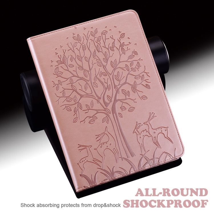 For Honor Pad X9 Tree & Deer Embossed Leather Tablet Case(Pink)