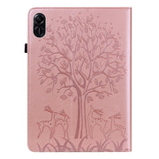 For Honor Pad X9 Tree & Deer Embossed Leather Tablet Case(Pink)