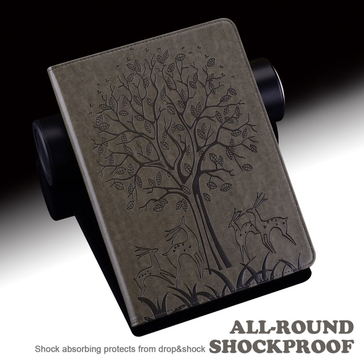 For Honor Pad X9 Tree & Deer Embossed Leather Tablet Case(Grey)