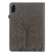 For Honor Pad X9 Tree & Deer Embossed Leather Tablet Case(Grey)