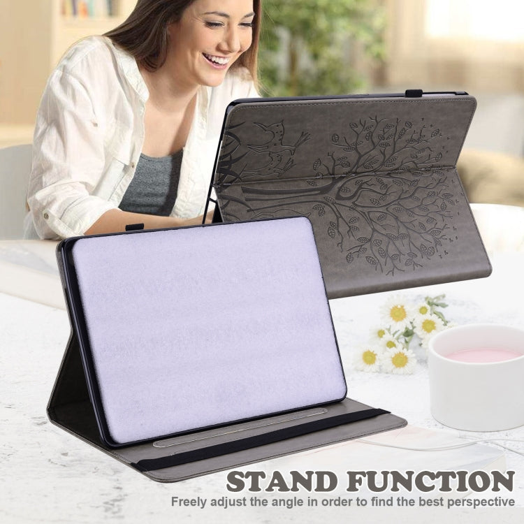 For Honor Pad X9 Tree & Deer Embossed Leather Tablet Case(Grey)