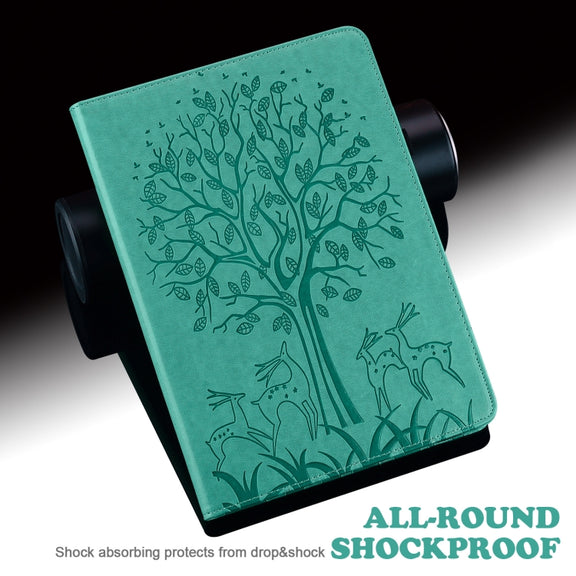 For Honor Pad X9 Tree & Deer Embossed Leather Tablet Case(Green)