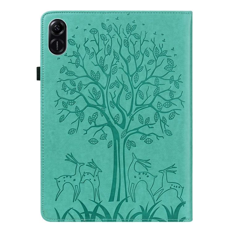 For Honor Pad X9 Tree & Deer Embossed Leather Tablet Case(Green)