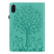 For Honor Pad X9 Tree & Deer Embossed Leather Tablet Case(Green)