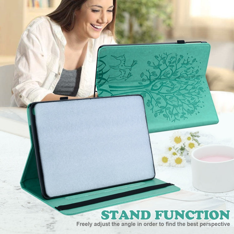 For Honor Pad X9 Tree & Deer Embossed Leather Tablet Case(Green)