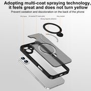 For iPhone 16 Plus Matte Texture 360 Degree Rotary Tone Holder MagSafe Phone Case(Black)
