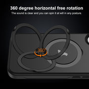 For iPhone 16 Pro Max Matte Texture 360 Degree Rotary Tone Holder MagSafe Phone Case(Dark Blue)