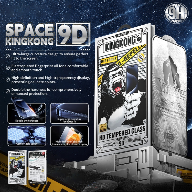 For iPhone 16 Pro WK WTP-087 Space King Kong 9D Curved HD Tempered Glass Screen Protector