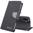 For iPhone 16 Plus GOOSPERY CANVAS DIARY Fabric Texture Flip Leather Phone Case(Black) - iPhone 16 Plus Cases by GOOSPERY | Online Shopping South Africa | PMC TechLife | Buy Now Pay Later Mobicred