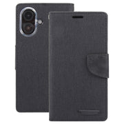 For iPhone 16 Plus GOOSPERY CANVAS DIARY Fabric Texture Flip Leather Phone Case(Black)