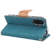 For iPhone 16 Plus GOOSPERY CANVAS DIARY Fabric Texture Flip Leather Phone Case(Green)