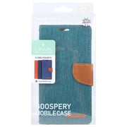 For iPhone 16 Plus GOOSPERY CANVAS DIARY Fabric Texture Flip Leather Phone Case(Green)