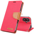 For iPhone 16 Plus GOOSPERY CANVAS DIARY Fabric Texture Flip Leather Phone Case(Red) - iPhone 16 Plus Cases by GOOSPERY | Online Shopping South Africa | PMC TechLife | Buy Now Pay Later Mobicred