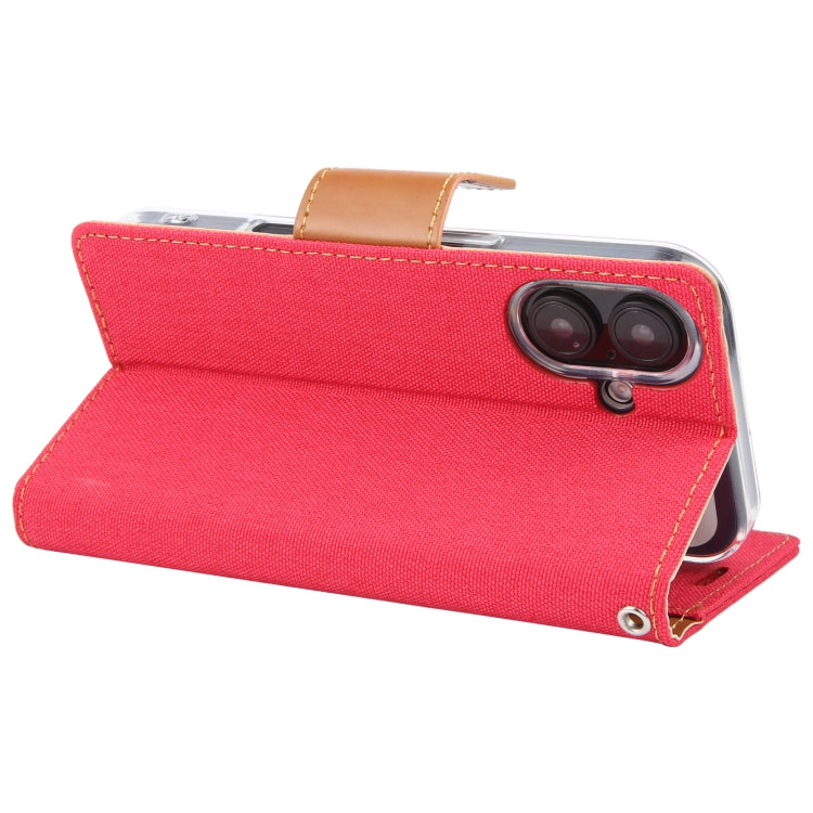 For iPhone 16 Plus GOOSPERY CANVAS DIARY Fabric Texture Flip Leather Phone Case(Red)