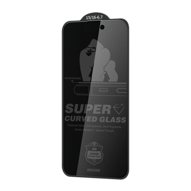 For iPhone 16 Plus / 15 Plus WK WTP-092 King Kong 6D Curved 28 Degree Privacy Tempered Glass Film