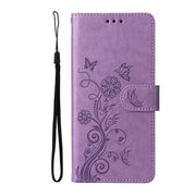 For Redmi K70 Ultra Embossed Butterfly Flowers Leather Phone Case(Purple)