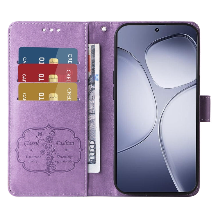 For Redmi K70 Ultra Embossed Butterfly Flowers Leather Phone Case(Purple)