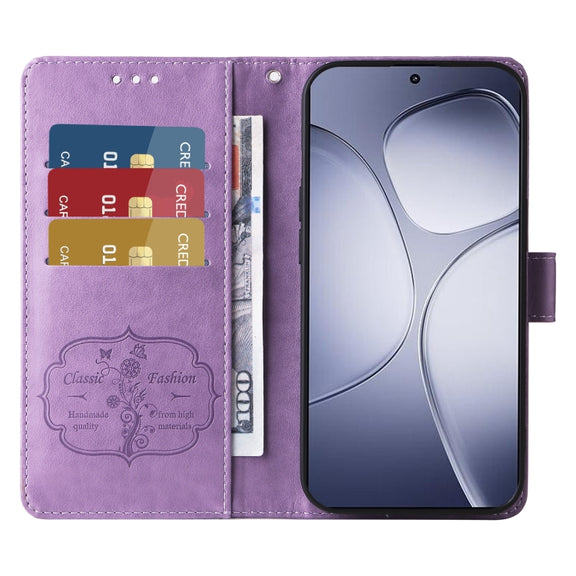 For Redmi K70 Ultra Embossed Butterfly Flowers Leather Phone Case(Purple)