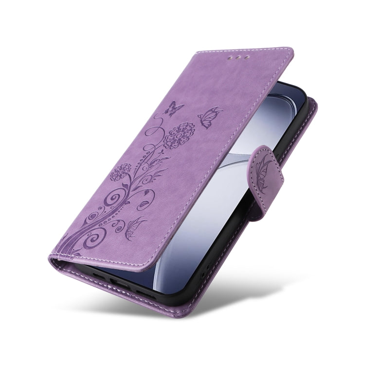 For Redmi K70 Ultra Embossed Butterfly Flowers Leather Phone Case(Purple)