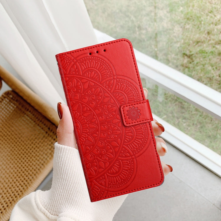 For Motorola Edge 2024 Flower Embossed Leather Phone Case(Red)