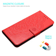 For Motorola Edge 2024 Flower Embossed Leather Phone Case(Red)