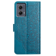 For Motorola Edge 2024 Flower Embossed Leather Phone Case(Blue)