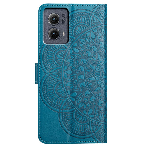 For Motorola Edge 2024 Flower Embossed Leather Phone Case(Blue)