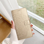 For Motorola Moto G Stylus 5G 2024 Flower Embossed Leather Phone Case(Gold)