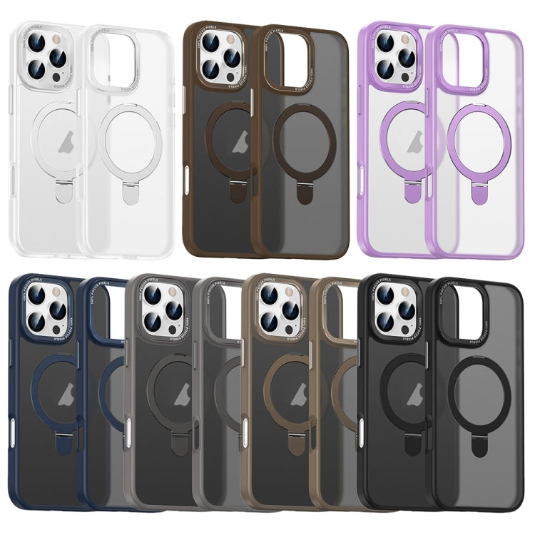 For iPhone 16 Pro Skin Feel MagSafe Magnetic Holder Phone Case(Bronze Gold)