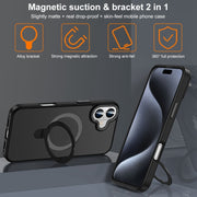 For iPhone 16 Pro Skin Feel MagSafe Magnetic Holder Phone Case(Bronze Gold)