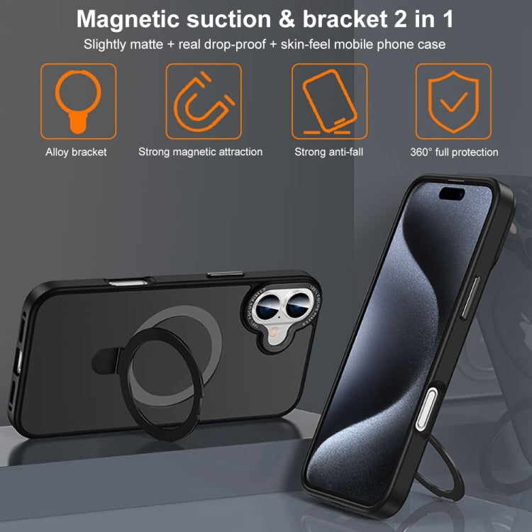 For iPhone 16 Pro Skin Feel MagSafe Magnetic Holder Phone Case(Bronze Gold)