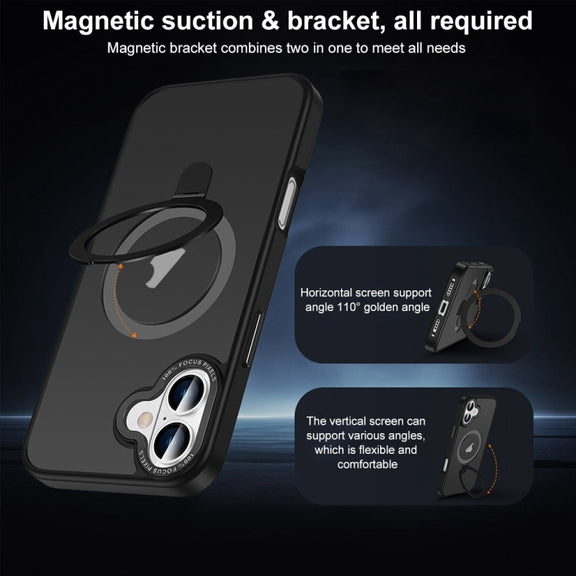 For iPhone 16 Pro Skin Feel MagSafe Magnetic Holder Phone Case(Bronze Gold)