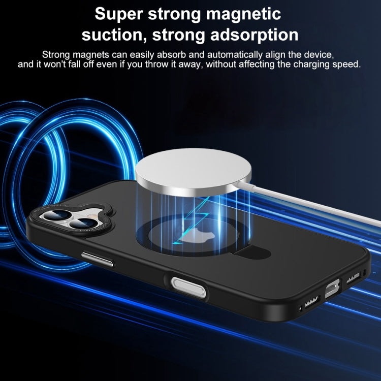 For iPhone 16 Plus Skin Feel MagSafe Magnetic Holder Phone Case(Dark Blue)