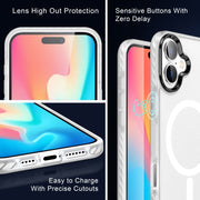 For iPhone 16 Frosted Skin Feel MagSafe Transparent Phone Case(White)
