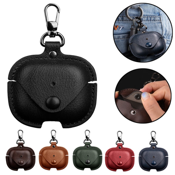For AirPods 4 Business Leather Earphone Protective Case with Hook(Black)