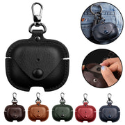 For AirPods 4 Business Leather Earphone Protective Case with Hook(Red)