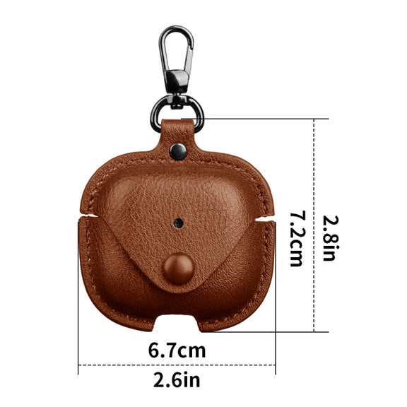 For AirPods 4 Business Leather Earphone Protective Case with Hook(Black)