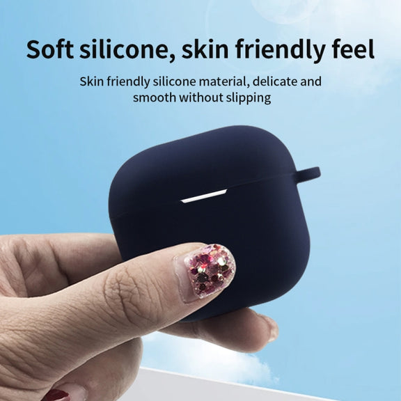 For AirPods 4 Silicone Earphone Protective Case with Hook(White)