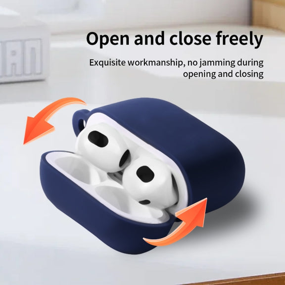 For AirPods 4 Silicone Earphone Protective Case with Hook(Black)