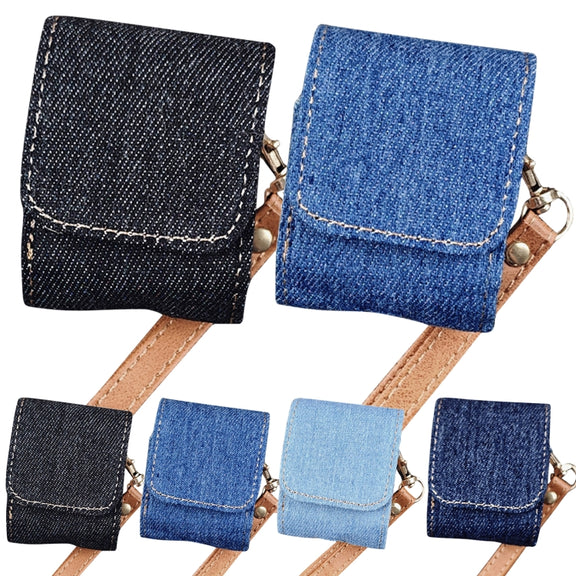 For AirPods 1 / 2 Cowboy Fabric Texture PU Headset Protective Bag(Black)
