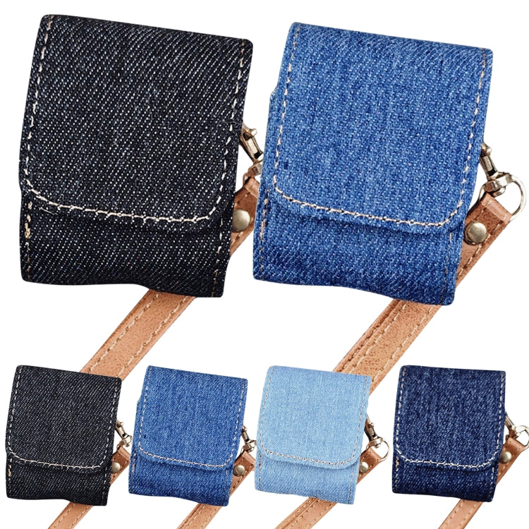 For AirPods 1 / 2 Cowboy Fabric Texture PU Headset Protective Bag(Blue)