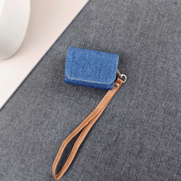 For AirPods 3 Cowboy Fabric Texture PU Headset Protective Bag(Blue)
