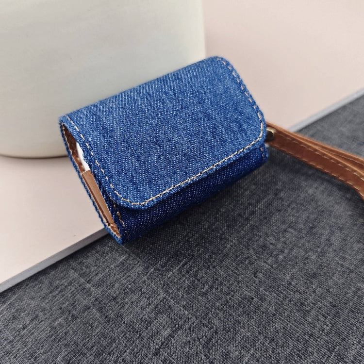 For AirPods Pro 2 Cowboy Fabric Texture PU Headset Protective Bag(Blue)