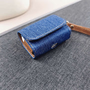 For AirPods 3 Cowboy Fabric Texture PU Headset Protective Bag(Light Blue)