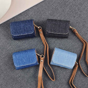 For AirPods Pro 2 Cowboy Fabric Texture PU Headset Protective Bag(Dark Blue)