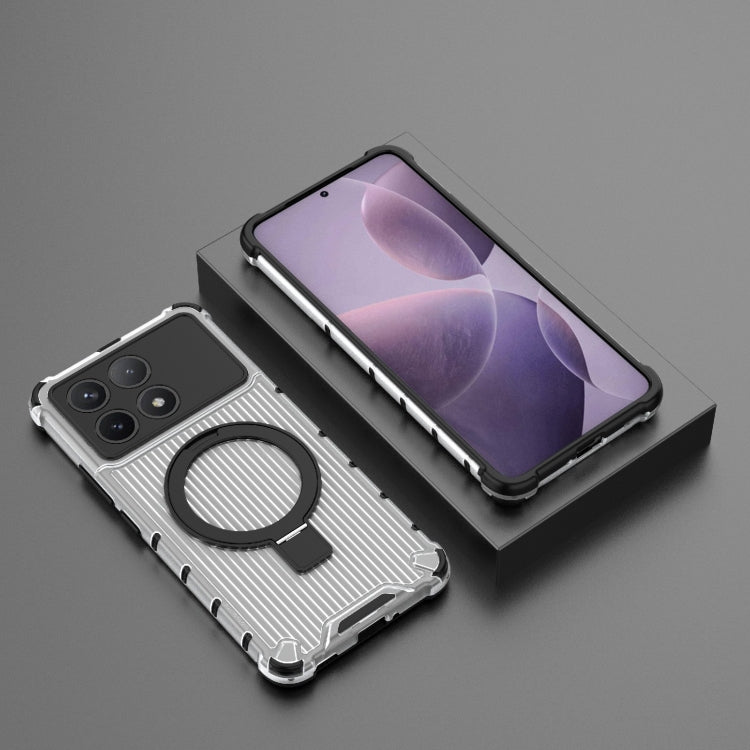 For Redmi K70 5G Grating Holder Shockproof Phone Case(Transparent)