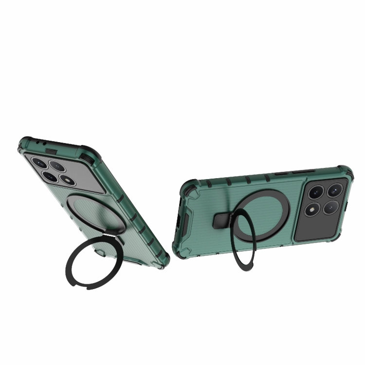 For Redmi K70 5G Grating Holder Shockproof Phone Case(Green)