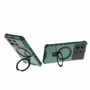 For Redmi K70 5G Grating Holder Shockproof Phone Case(Green)